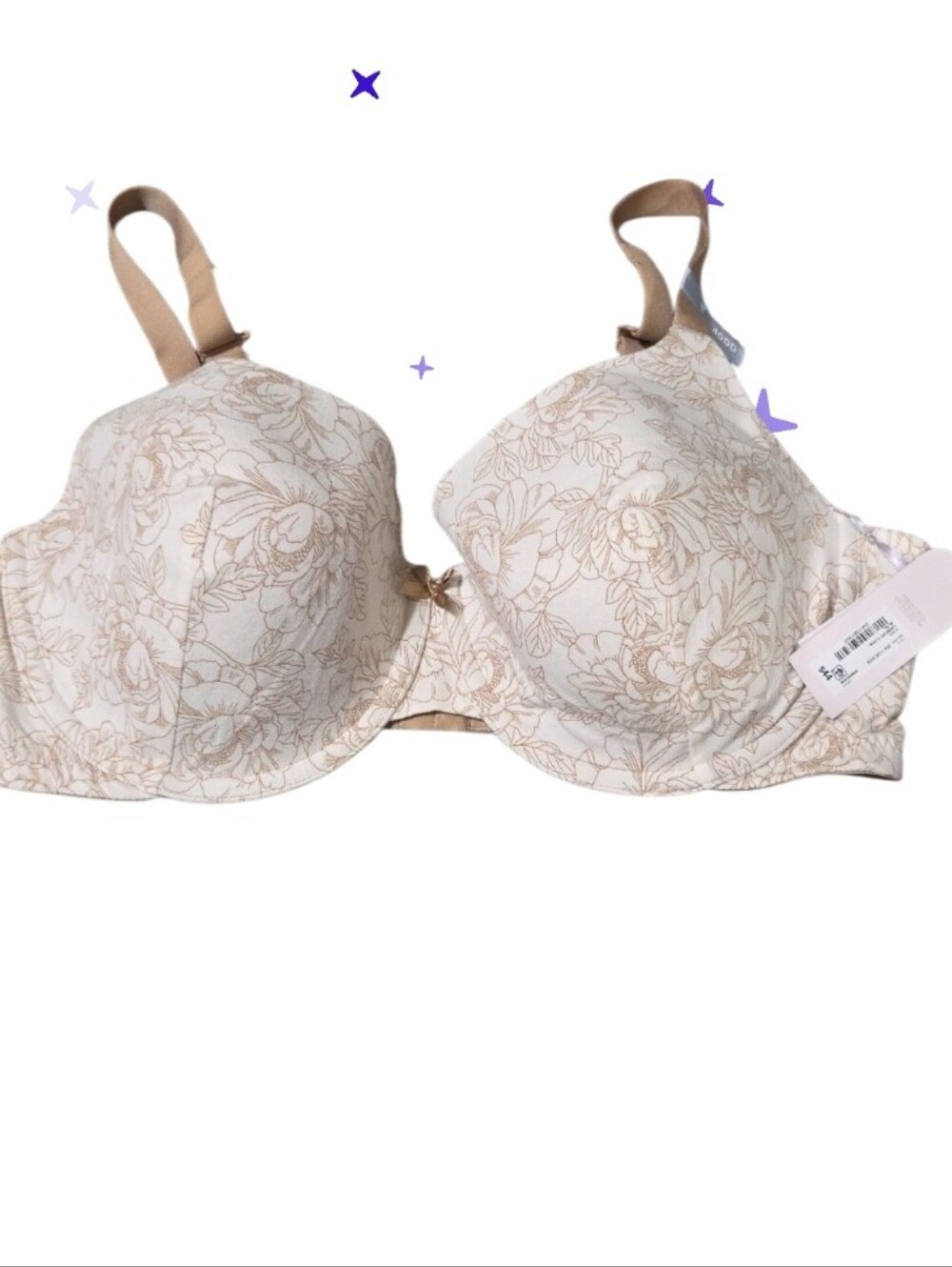 Organic Cotton Ambrielle Light Brown Floral Underwire T-Shirt Bra